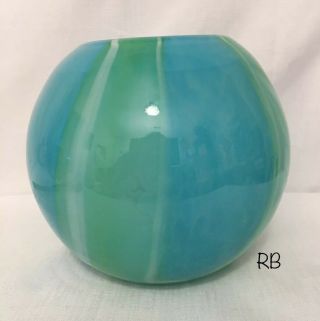 Unique Blue Green Glass Fruit Flower Decoration Compote Vase Jar Bowl