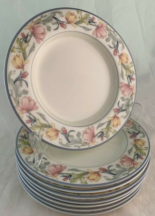 Gorham China Town & Country Ashley Bread Plate Set 8 Pastel Flower Garland