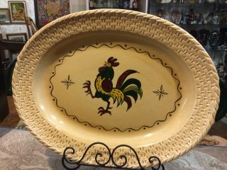 Large Vintage Metlox Poppy Trail Rooster Serving Turkey Platter Tray