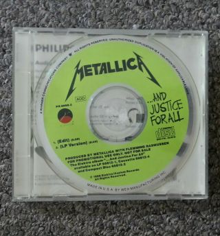 Vintage Metallica.  And Justice For All Promo Cd On Elektra Rare Circa 1988