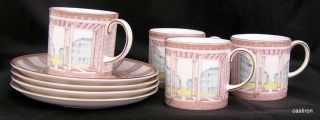 Rare Set Of 4 Susie Cooper Classic Vista Cups & Saucers