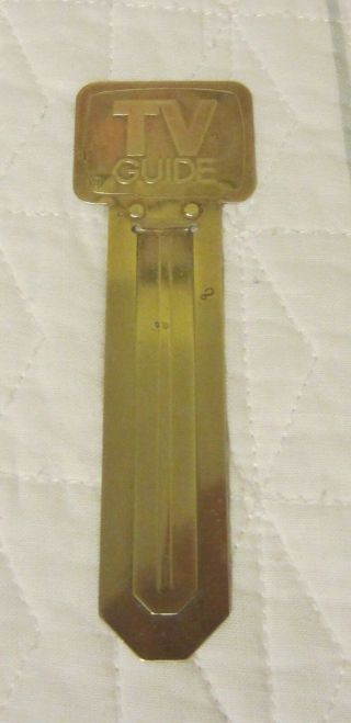 Collectible Vintage Brass Tv Guide Bookmark - 4 " Long -