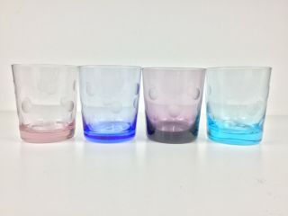 Waterford Marquis Polka Dot Four (4) Double Old Fashioned Glasses 4 Colors 2
