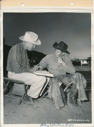 Glenn Ford Director Delmer Daves Candid Vintage The Cowboy Keyset Photo