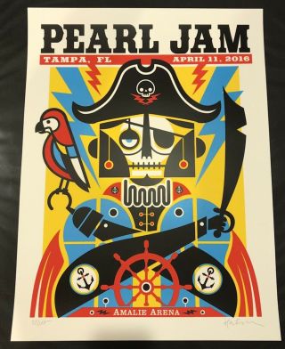 Pearl Jam Concert Poster - Signed/ ’d 37/100 - 4.  11.  16 Tampa,  Fl