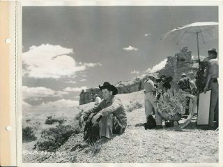 Glenn Ford Camera Crew Candid Santa Fe Vintage The Cowboy Western Photo