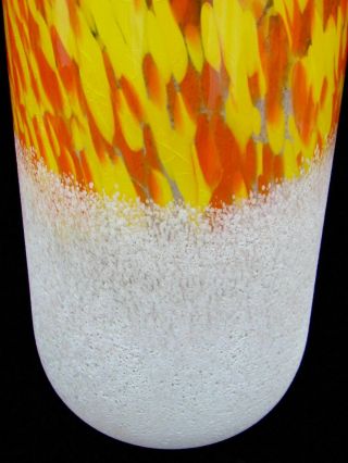 Huge 28.  4cm Murano Cenedese Art Glass Scavo Vase Vibrant Orange Yellow White 2