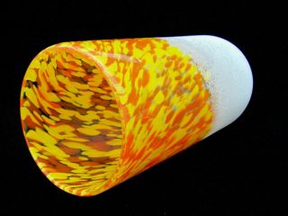 Huge 28.  4cm Murano Cenedese Art Glass Scavo Vase Vibrant Orange Yellow White 4