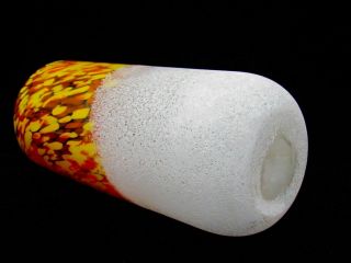 Huge 28.  4cm Murano Cenedese Art Glass Scavo Vase Vibrant Orange Yellow White 5