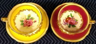 (2) Vintage Paragon Tea Cups & Saucers - Pink & Yellow