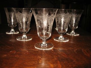 10 Vintage Fostoria ? 5 1/2 " Water Crystal Elegant Stemware Wine Glass Set A,  A,