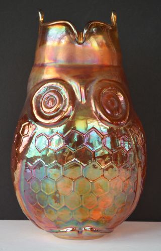 Marigold Carnival Glass Owl Vase Pitcher