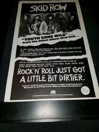 Skid Row Youth Gone Wild Rare Radio Promo Poster Ad Framed 2