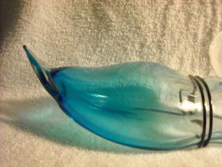 LARGE Blue Murano Art Glass Duck Artist Signed Killara L.  Murano w/Label 10 1/8 