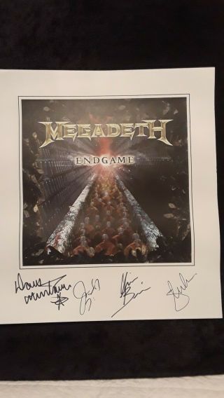 Megadeth Endgame Poster Signed By All 4 Band Members.  All Authentic Signatures