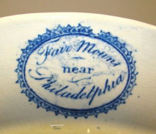 Stubbs Fair Mount Near Philadelphia Staffordshire Blue & White Historical Plate 2