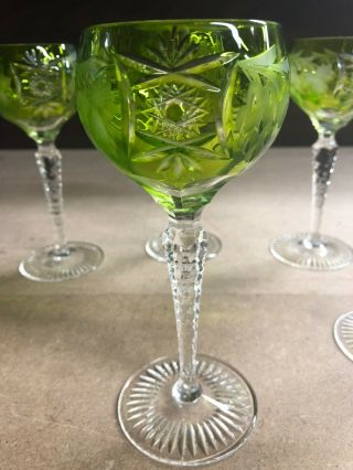 Vintage Nachtmann Bleikristall German 24 Lead Crystal Green Traube Wine Glasses 2