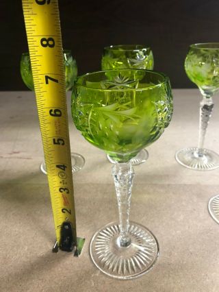 Vintage Nachtmann Bleikristall German 24 Lead Crystal Green Traube Wine Glasses 4