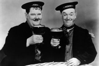 Laurel And Hardy Stan & Ollie In Our Relations Holding Mugs Of Beer 24x36 Poster