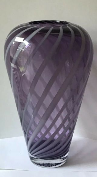 Waterford Evolution - Urban Safari - 15”tall Vase Purple Swirl Stripe
