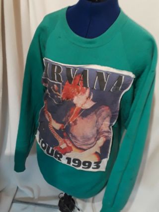 Vintage Nirvana Pullover Xl Sweatshirt Seafoamteal 1993 Tour Sweater Punk Grunge
