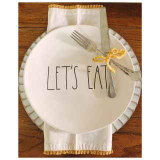 Rare Full Set Rae Dunn “let’s Eat” Dinner Plates: (8) 10” Dinner Plates