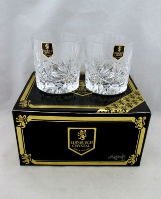 Edinburgh Crystal 2 Old Fashioned Whisky Tumbler,  Star Of Edinburgh,  Boxed