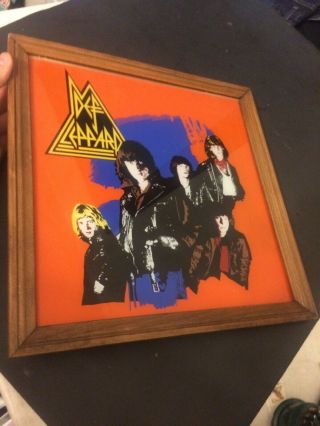 Vintage Def Leppard Pyromania Concert Mirror Carnival Glass Poster 13 " X 13 "
