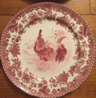 William James Farmyard,  Farm Yard,  FOUR (4) Dinner Plates Red Rooster 2