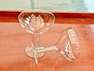 FABULOUS ART DECO HAND CRAFTED CRYSTAL HOLLOW STEM CHAMPAGNE GLASSES SET OF 7 3