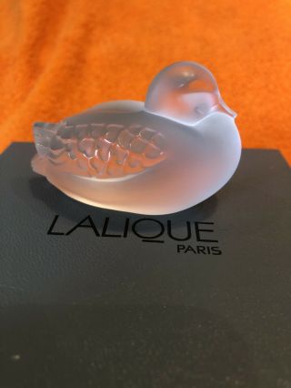 Lalique Sleepy Duck Frosted Crystal Signed Figurine