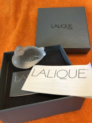 LALIQUE SLEEPY DUCK Frosted Crystal Signed Figurine 2