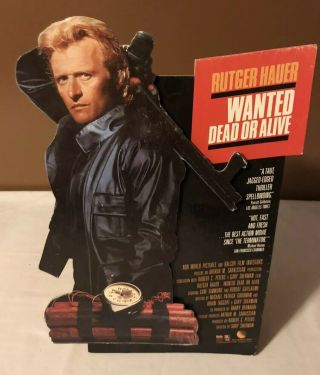 Vintage Wanted Dead Or Alive Video Store Counter Display Mini Standee Rutger