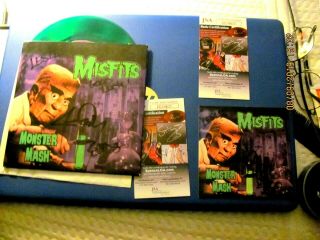 Jerry Only Signed Misfits Signed (3) Times (jsa) Monster Mash 7 " Green Vinyl