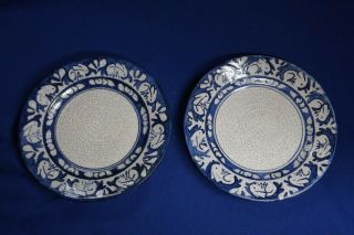 2 Old Dedham Pottery Rabbit 6 " Plates Blue Registered Mark 1928 Fine