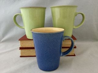 Set 3 Denby Juice Apple & Berry Grandmug Blue Green 4 1/2 " Coffee Mug / Tea Cup