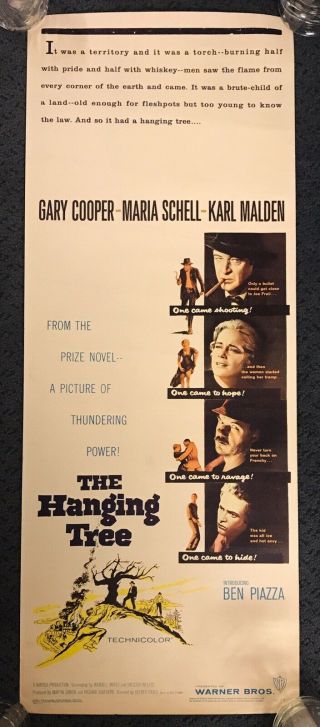 1959 Vintage " The Hanging Tree " Movie Poster 14x36 Gary Cooper