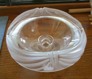 Lalique France Crystal 2 Piece Large Ashtray Cigar Cigarettes Pipes