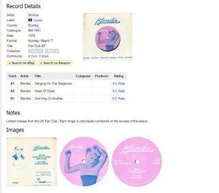Blondie Very RARE 1978 UK Fan Club EP 7 