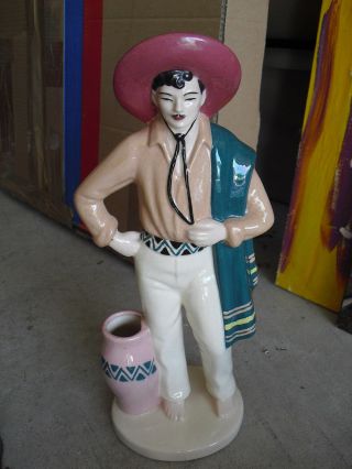 Rare Vintage Weil Ware California Pottery Mexico Man Figurine Statue 14 " Tall