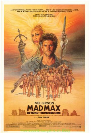 Mad Max Beyond Thunderdome Movie Poster 27x41 Mel Gibson Is The Road Warrior