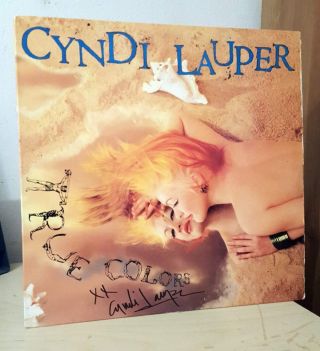 Cyndi Lauper Signed Vinyl Lp " True Colors " Album Change Of Heart 80 