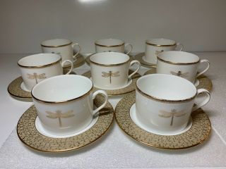 Kate Spade Lenox June Lane Gold Set Of 8 Flat Cups And Saucers