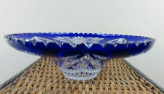 VERY LARGE CRYSTAL CUT COBALT to Clear Crystal Bowl 3