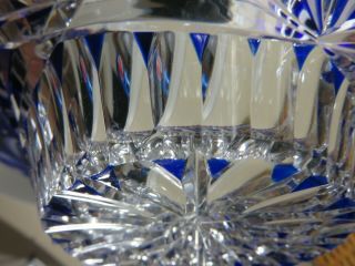 VERY LARGE CRYSTAL CUT COBALT to Clear Crystal Bowl 7