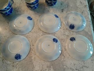 FABULOUS VINTAGE WARF POTTERY ENGLAND FLOW BLUE CUPS AND SAUCERS 4