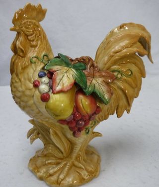 Fitz & Floyd China Tuscan Villa Pattern Rooster Figurine - 12 - 1/4 "