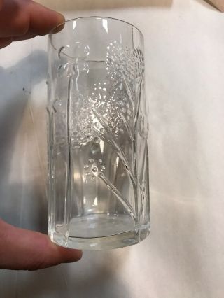 6 Vtg Iittala Mid Century Modern Oiva Toikka Flora Clear 5 1/4” Drink Glass Set 5