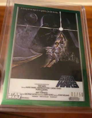 2019 Topps Chrome Star Wars: A Hope Green Refractor Movie Poster S/n 01/50