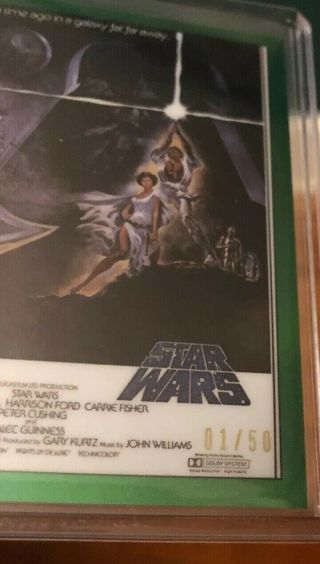 2019 Topps CHROME STAR WARS: A HOPE GREEN REFRACTOR MOVIE POSTER S/N 01/50 2